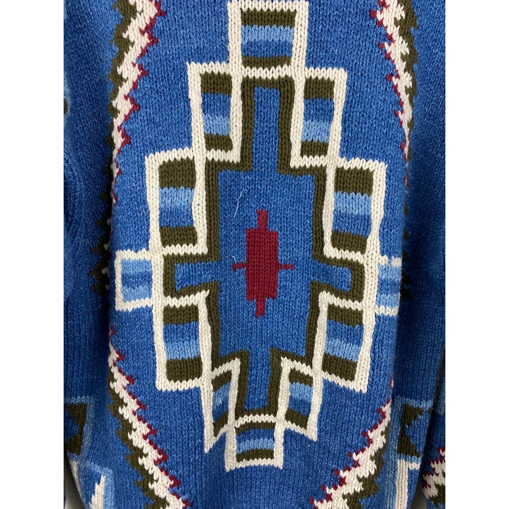 Ruff Hewn Vintage Knit Sweater Crewneck Tribal Blanket Pattern - L - Picture 14 of 15